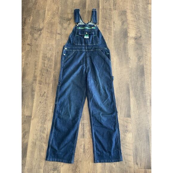 Liberty Carpenter Bib Overalls Flex Denim Jeans Men's 34x30 Regular Dark Wash - Picture 1 of 9
